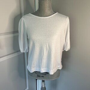 White Puff Sleeve Short Sleeve Top EUC Size M